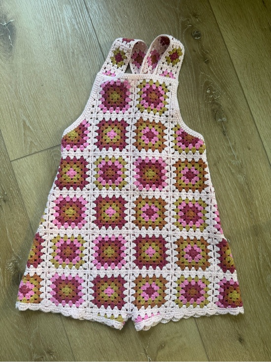 Zara Other - Zara Crochet Square Romper in Pink, Olive & White